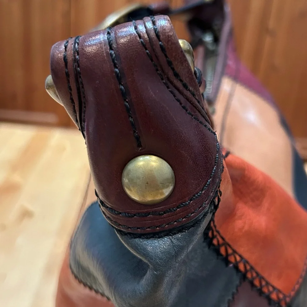 Distressed Coach Bleecker Patchwork Burnished Vachetta Large Duffle Leather Bag - Picture 8 of 14